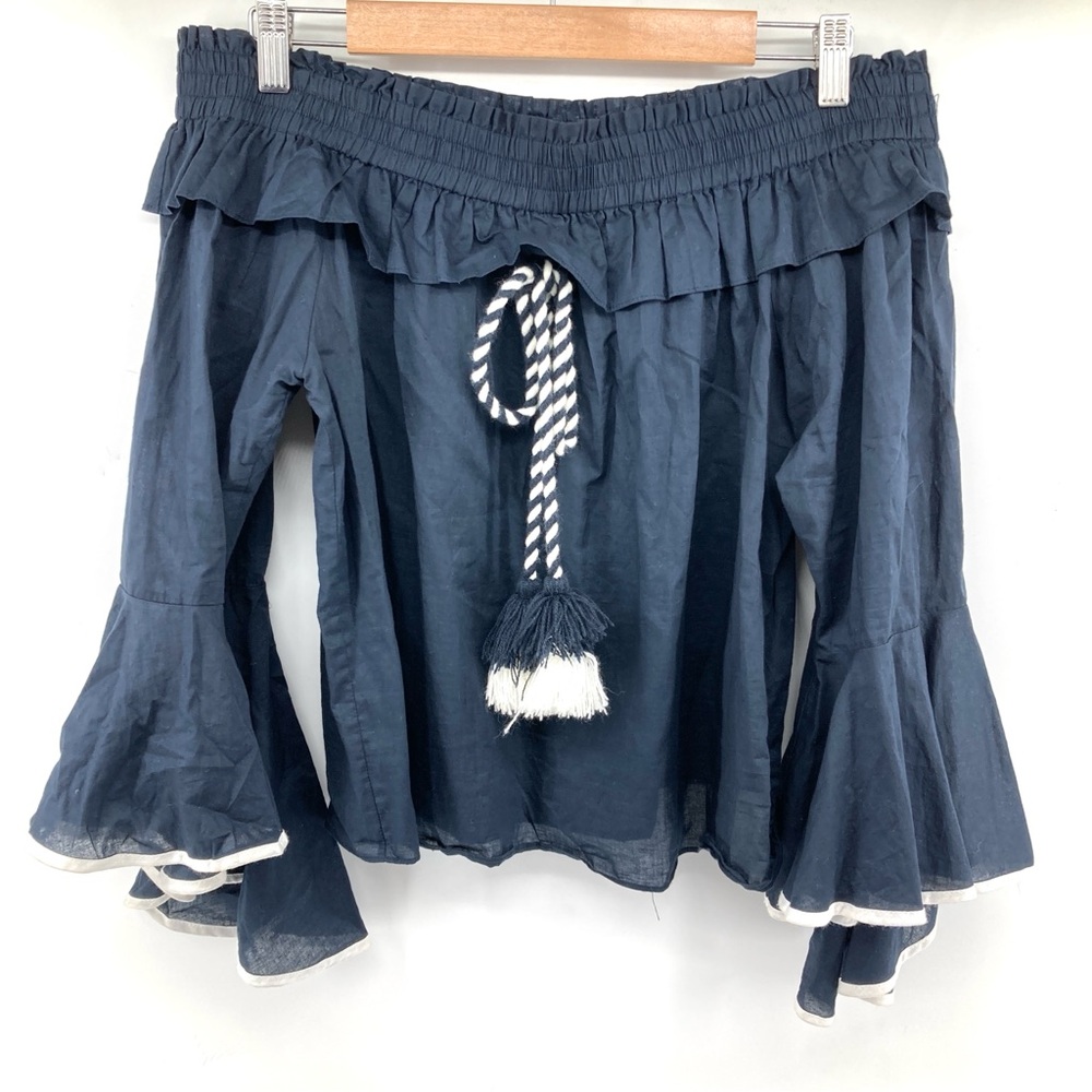 Misa LA Navy Loris Off-the-shoulder Top